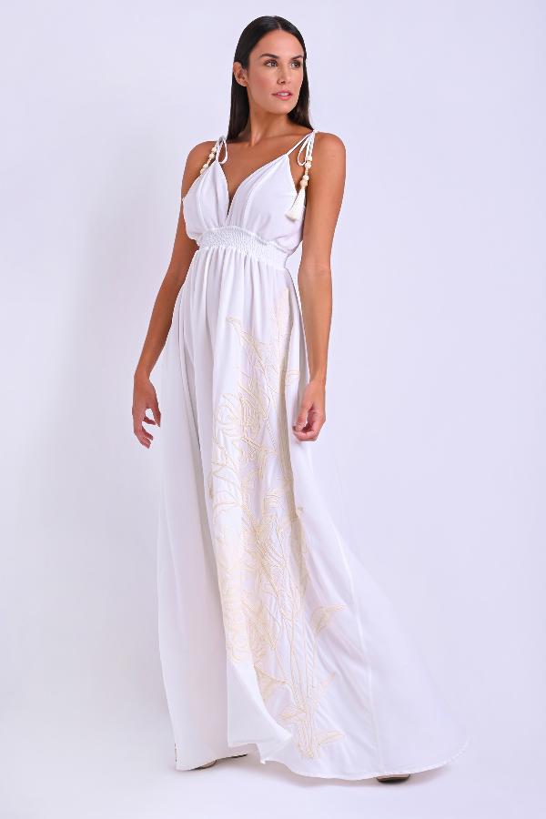 VESTIDO LARGO BORDADO