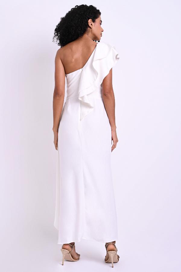 VESTIDO ASIMETRICO CON VOLADOS