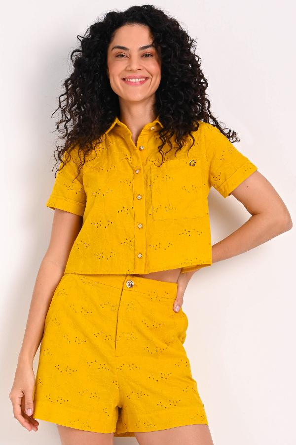 CAMISA CROPPED BARRA PESPONTADA CS