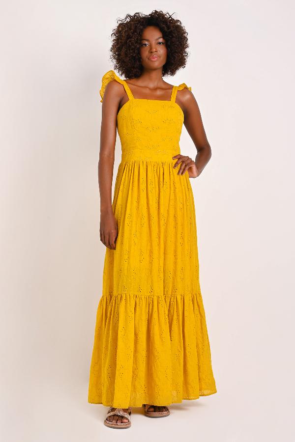 VESTIDO LONGO CON VOLADOS CS