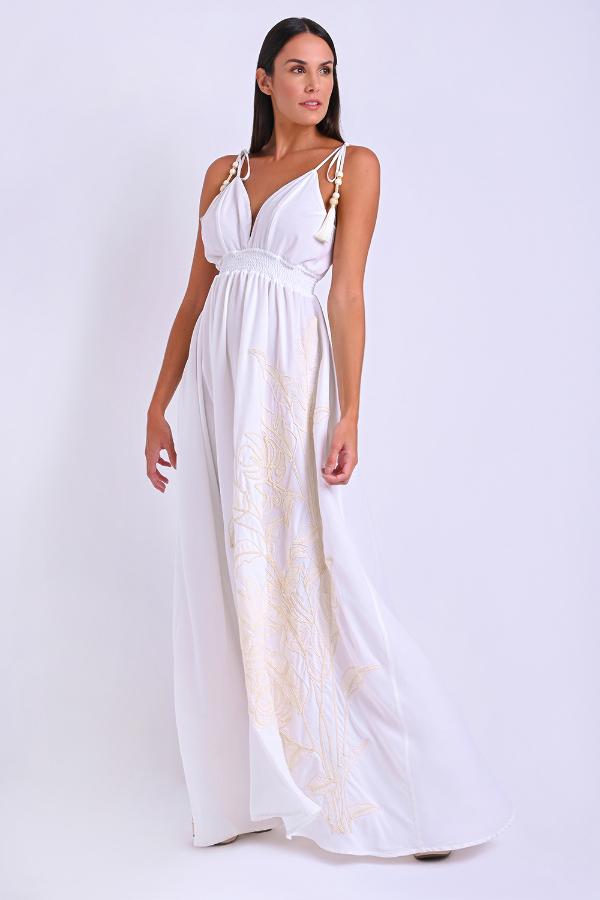 VESTIDO LARGO BORDADO