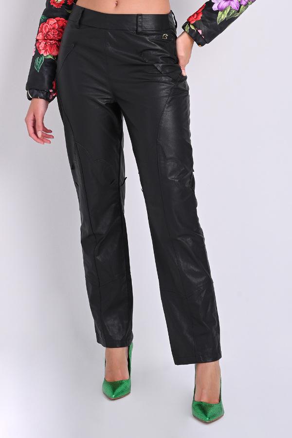 PANTALON LEATHER CON RECORTES